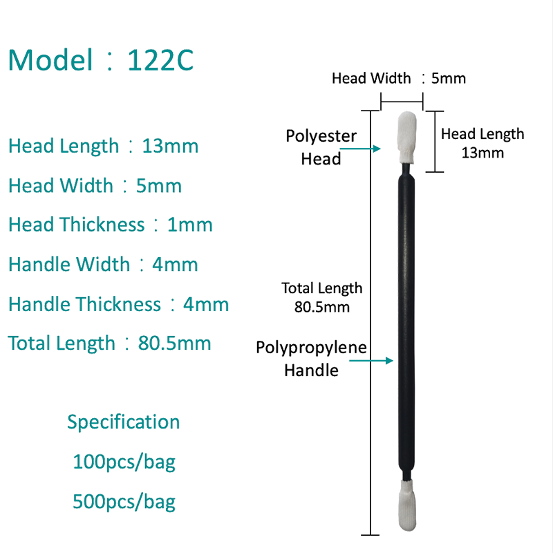 SW-122C 더블 헤드 먼지가없는 거품 면봉