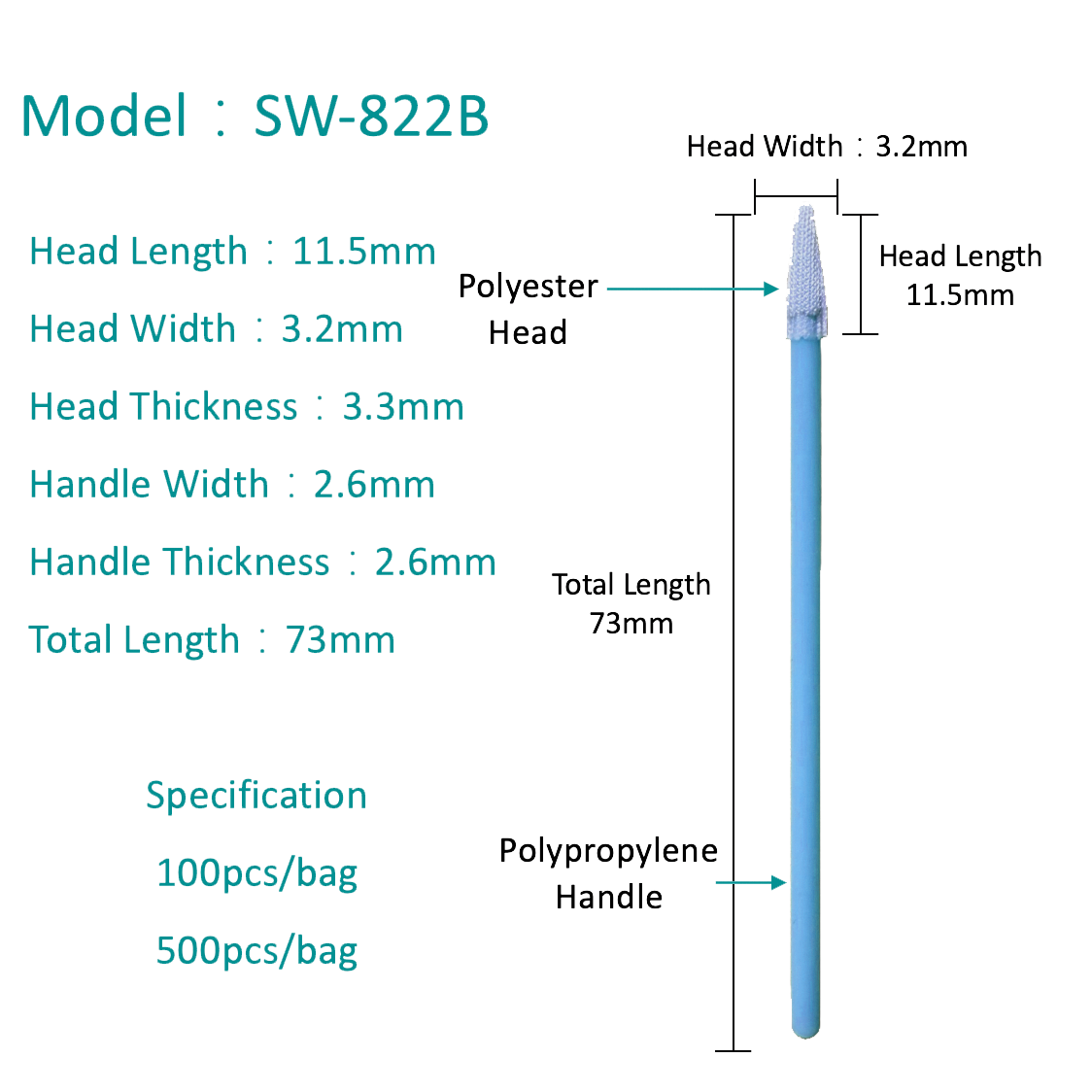 SW-822B 고 흡수 폴리 에스테르 면봉