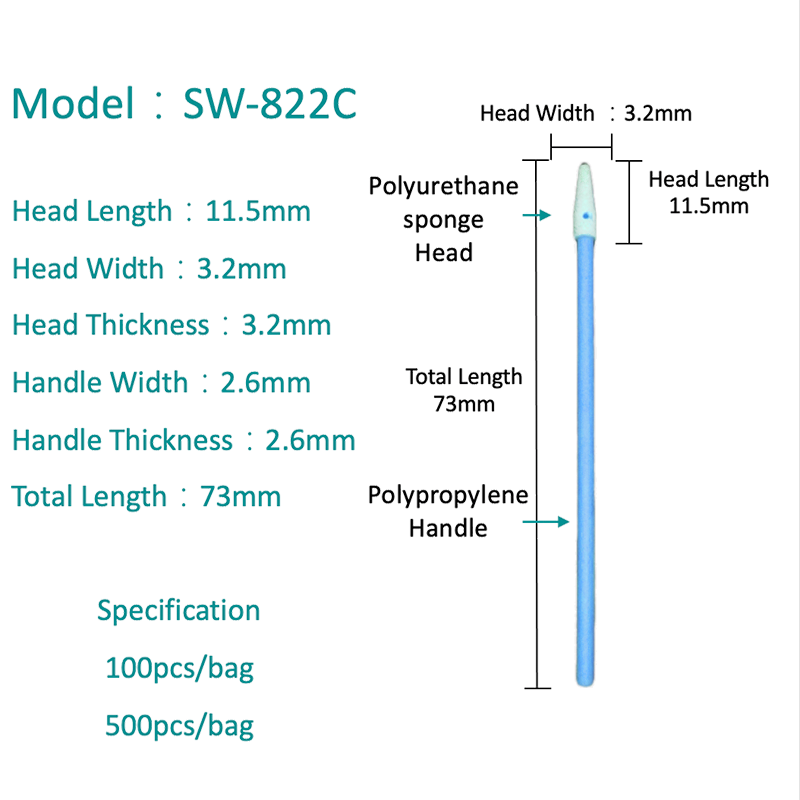 SW-822C 뾰족한 폼 클리닝 룸 면봉