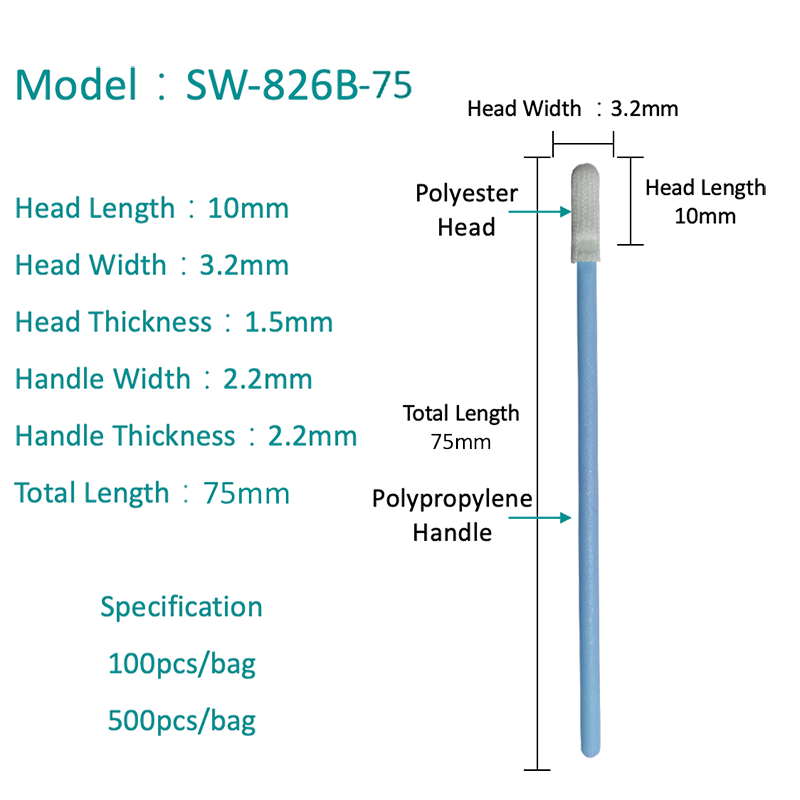 SW-826B-75 화학 저항성 폴리 에스테르 면봉