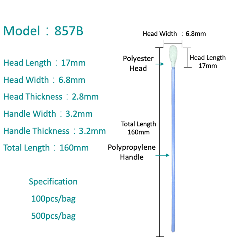 SW-857B 고 흡수 클리닝 룸 폴리 에스테르 면봉