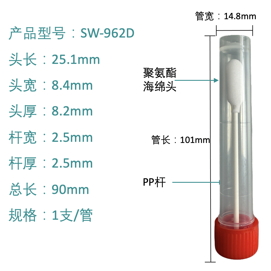 SW-962D 정밀 청소용 면봉(폴리우레탄 폼 팁)